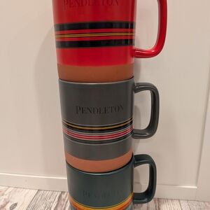Pendleton Red, Gray, and Green Mugs 18 Ounce